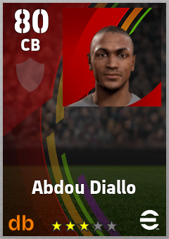 Abdou Diallo — CB, OVR 80, MAX 80