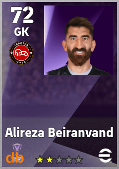 Alireza Beiranvand — GK, OVR 72, MAX 72