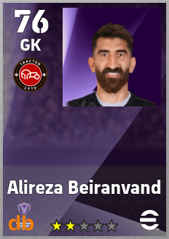 Alireza Beiranvand — GK, OVR 76, MAX 76