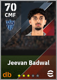 Jeevan Badwal — CMF, OVR 70, MAX 70