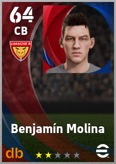 Benjamín Molina — CB, OVR 64, MAX 64