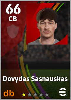 Dovydas Sasnauskas — CB, OVR 66, MAX 66