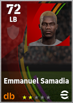 Emmanuel Samadia — LB, OVR 72, MAX 72