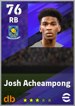 Josh Acheampong — RB, OVR 76, MAX 76