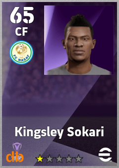 Kingsley Sokari — CF, OVR 65, MAX 65