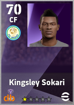 Kingsley Sokari — CF, OVR 70, MAX 70