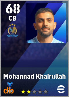 Mohannad Khairullah — CB, OVR 68, MAX 68