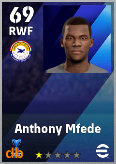 Anthony Mfede — RWF, OVR 69, MAX 69