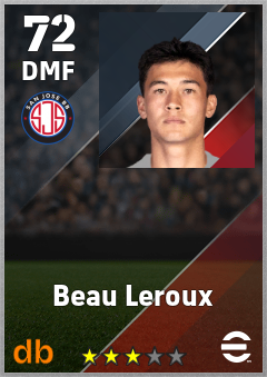 Beau Leroux — DMF, OVR 72, MAX 72