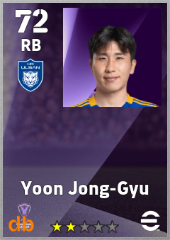 Yoon Jong-Gyu — RB, OVR 72, MAX 72