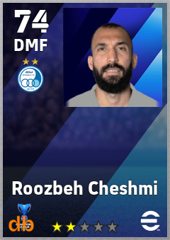 Roozbeh Cheshmi — DMF, OVR 74, MAX 74