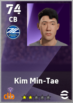 Kim Min-Tae — CB, OVR 74, MAX 74