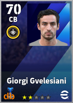Giorgi Gvelesiani — CB, OVR 70, MAX 70
