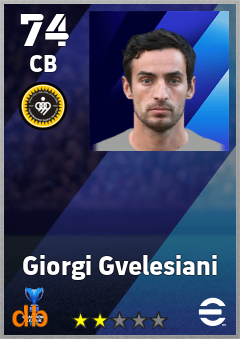Giorgi Gvelesiani — CB, OVR 74, MAX 74