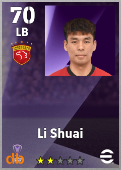 Li Shuai — LB, OVR 70, MAX 70