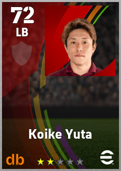 Koike Yuta — LB, OVR 72, MAX 72
