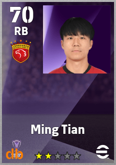 Ming Tian — RB, OVR 70, MAX 70