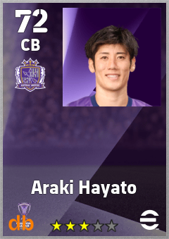 Araki Hayato — CB, OVR 72, MAX 72