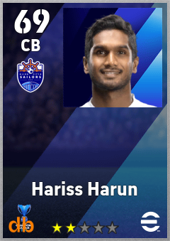 Hariss Harun — CB, OVR 69, MAX 69