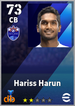 Hariss Harun — CB, OVR 73, MAX 73
