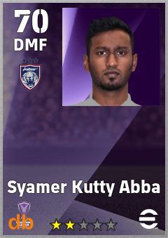 Syamer Kutty Abba — DMF, OVR 70, MAX 70