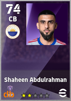 Shaheen Abdulrahman — CB, OVR 74, MAX 74