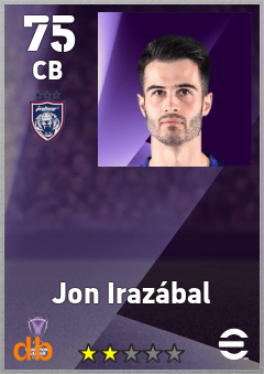 Jon Irazábal — CB, OVR 75, MAX 75