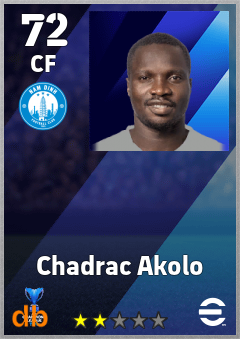 Chadrac Akolo — CF, OVR 72, MAX 72
