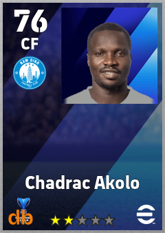 Chadrac Akolo — CF, OVR 76, MAX 76