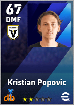 Kristian Popovic — DMF, OVR 67, MAX 67