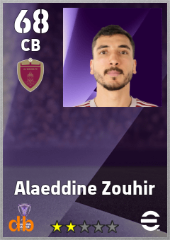 Alaeddine Zouhir — CB, OVR 68, MAX 68