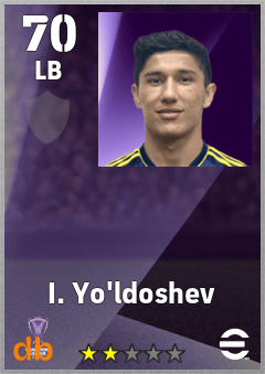 I. Yo'ldoshev — LB, OVR 70, MAX 70