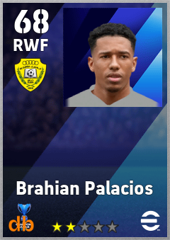 Brahian Palacios — RWF, OVR 68, MAX 68