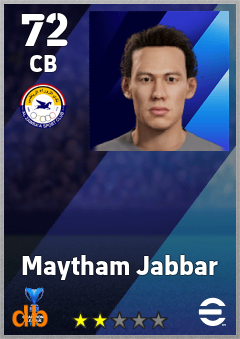 Maytham Jabbar — CB, OVR 72, MAX 72