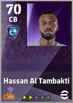 Hassan Al Tambakti — CB, OVR 70, MAX 70