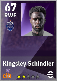Kingsley Schindler — RWF, OVR 67, MAX 67