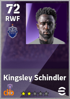 Kingsley Schindler — RWF, OVR 72, MAX 72