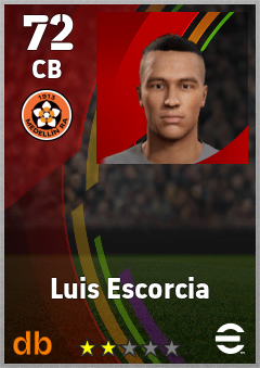 Luis Escorcia — CB, OVR 72, MAX 72