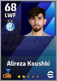 Alireza Koushki — LWF, OVR 68, MAX 68
