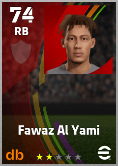 Fawaz Al Yami — RB, OVR 74, MAX 74