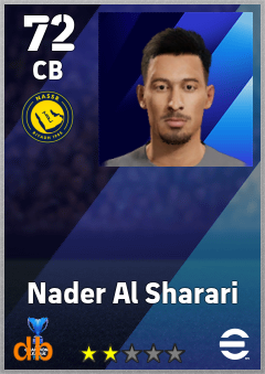 Nader Al Sharari — CB, OVR 72, MAX 72