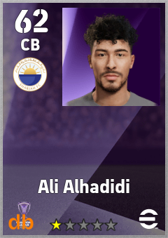 Ali Alhadidi — CB, OVR 62, MAX 62