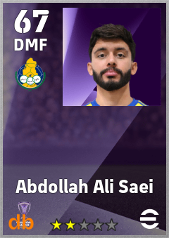 Abdollah Ali Saei — DMF, OVR 67, MAX 67