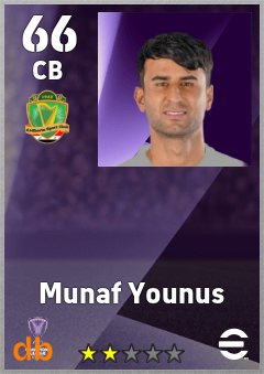 Munaf Younus — CB, OVR 66, MAX 66