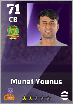 Munaf Younus — CB, OVR 71, MAX 71