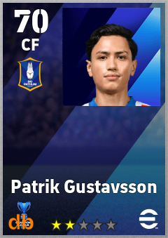 Patrik Gustavsson — CF, OVR 70, MAX 70