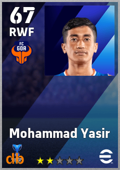 Mohammad Yasir — RWF, OVR 67, MAX 67