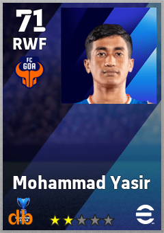 Mohammad Yasir — RWF, OVR 71, MAX 71