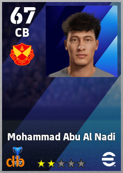 Mohammad Abu Al Nadi — CB, OVR 67, MAX 67