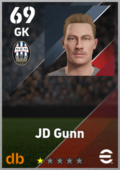 JD Gunn — GK, OVR 69, MAX 69